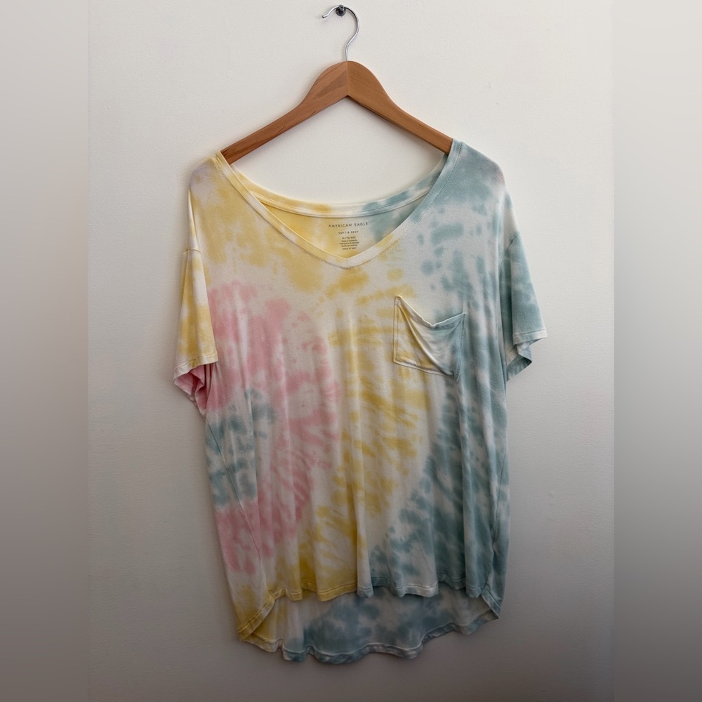 American Eagle Outfitters Pastel Tie-Dye Pocket Tee